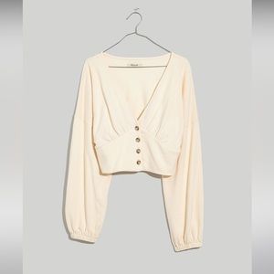 Madewell Deep-V Button-Front Crop Top